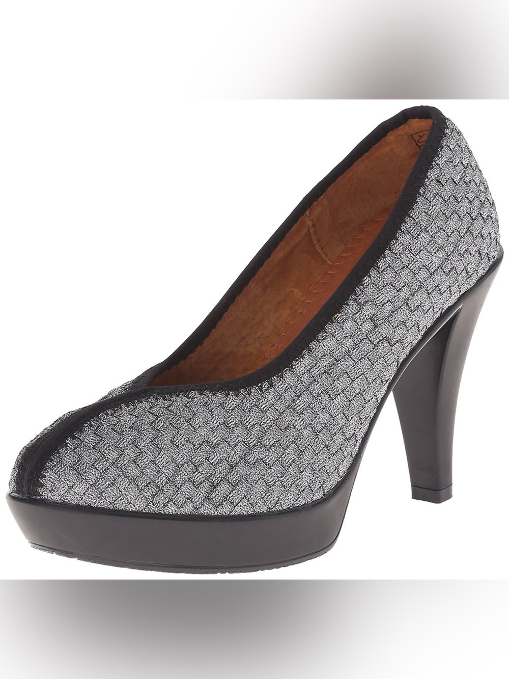 BERNIE MEV Women’s Legend Silver  Metallic Woven Platform Heels New